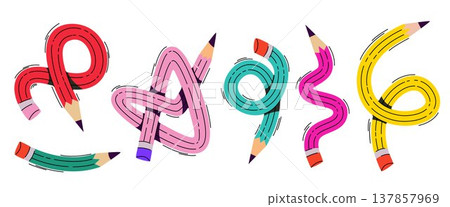 Cute twisted school pencils, flexible stationery 137857969