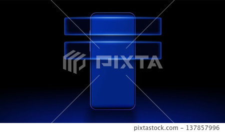 Modern smartphone, glass morphism message bubbles Modern smartphone, glass morphism message bubbles 137857996
