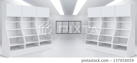 Shopping mall aisle with shelf mockup for branding 137858059