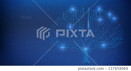 Digital circuit tree with roots, abstract banner Digital circuit tree with roots, abstract banner 137858069