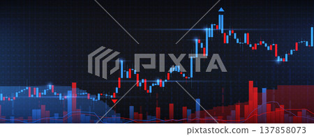 Stock market chart, blue red candlestick graphs 137858073
