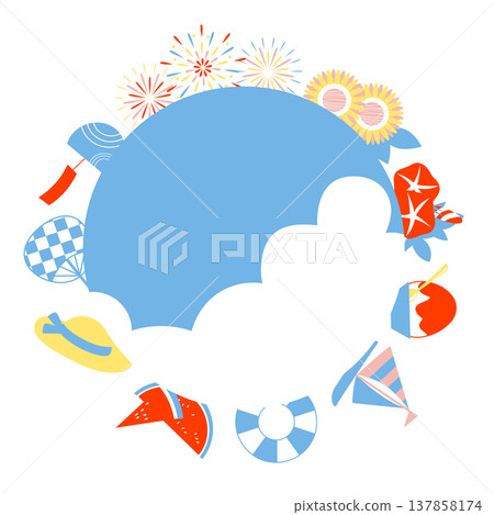 使用夏季圖案的邊框插圖素材 使用夏季圖案的邊框插圖素材 137858174