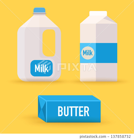 Dairy, milk, butter. Flat design modern vector illustration concept. 137858732