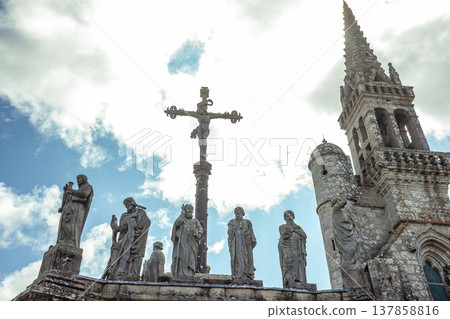 Parish close church of Confort Meilars, finistere, brittany, france 137858816