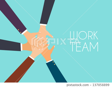 Business people putting their hands together. Flat design modern vector illustration concept. 137858899