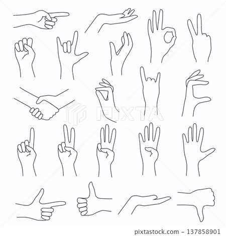Hands in various gestures. Flat design modern vector illustration concept. 137858901