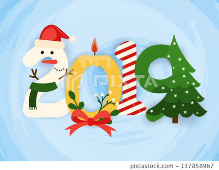 2019 Greeting Card. Flat design modern vector illustration concept. 137858967