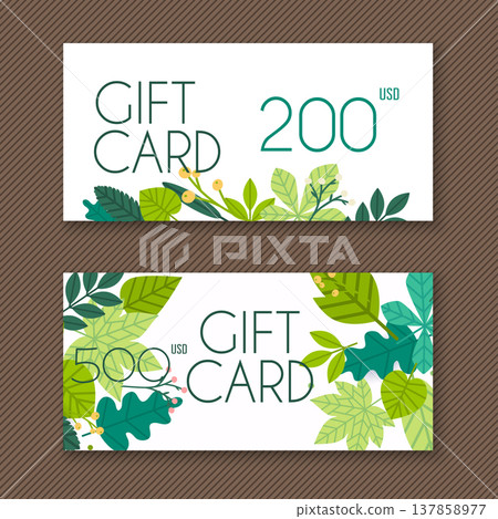 Voucher template with green gift box,certificate. Background design coupon, invitation, currency. Vector illustration. Voucher template with green gift box,certificate. Background design coupon, invitation, currency. Vector illustration. 137858977