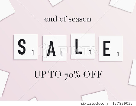 Sale Banner with scrabble letters design, Poster, Flyer. Vector illustration. 137859033