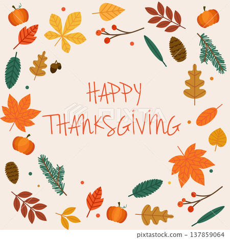 Happy Thanksgiving Day. Thanksgiving day leaves crown. 137859064