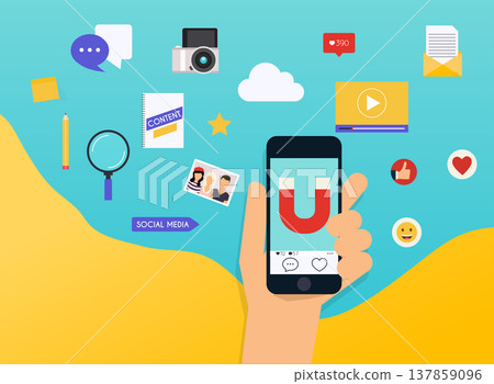 Social Media Marketing SMM explained. Flat design modern vector illustration concept. 137859096