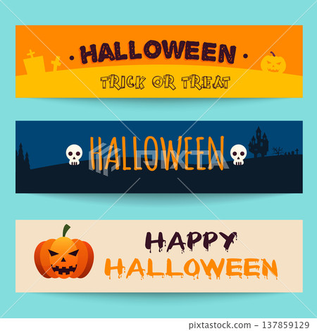 Happy halloween banner. Flat design modern vector illustration concept. 137859129