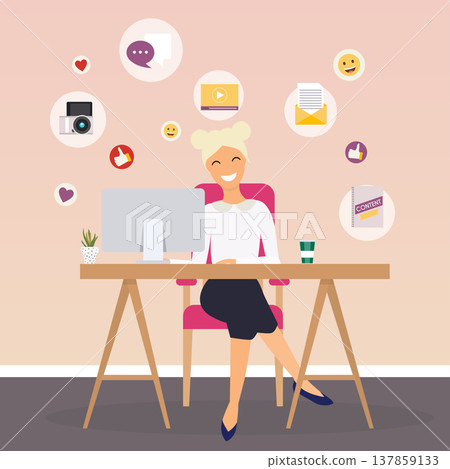 Social Media Marketing SMM explained. Flat design modern vector illustration concept. Social Media Marketing SMM explained. Flat design modern vector illustration concept. 137859133