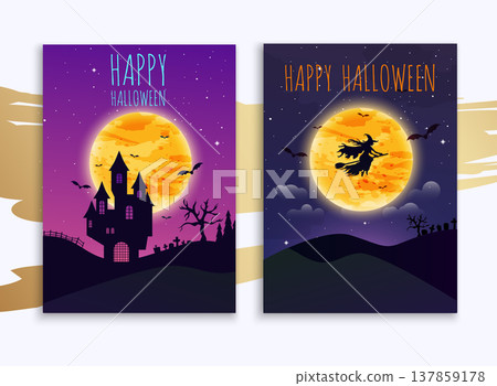 Happy halloween banner. Flat design modern vector illustration concept. 137859178