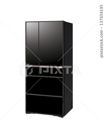 View of Modern Stainless Steel Refrigerator. Fridge Freezer Isolated on a White Background.  137859195
