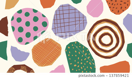 Abstract background with organic shapes and hand-drawn textures. Collage style vector illustration 137859421