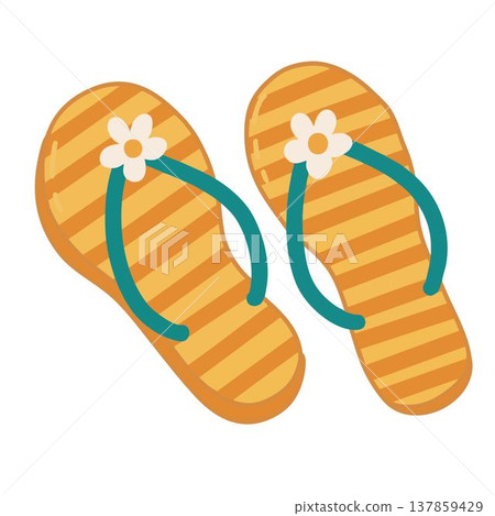 Beach flip flops illustration, colorful summer footwear design Beach flip flops illustration, colorful summer footwear design 137859429