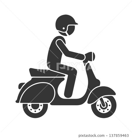 騎滑板車的人的剪影圖標 137859463