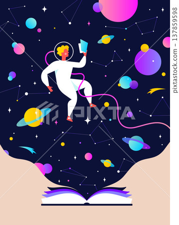 Book, Imagination, Dreams. Cosmos story, space imagination Book, Imagination, Dreams. Cosmos story, space imagination 137859598