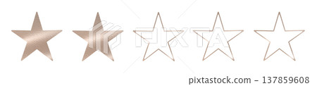 Five-star rating scale with two filled metallic stars followed by three outlined stars. Clean 137859608