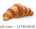 Closeup of a fresh baked croissant on a white background 137859816