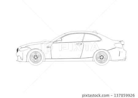 car outline drawing, sketch, contour image 137859926