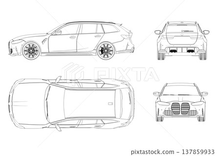 car outline drawing, sketch, contour image car outline drawing, sketch, contour image 137859933