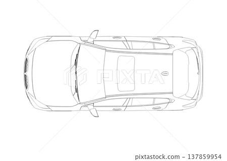 car outline drawing, sketch, contour image 137859954