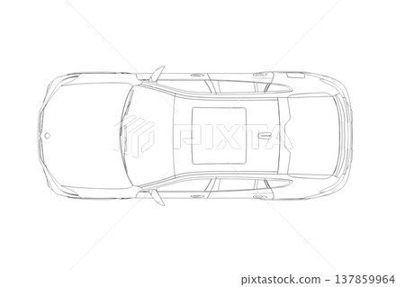 car outline drawing, sketch, contour image 137859964