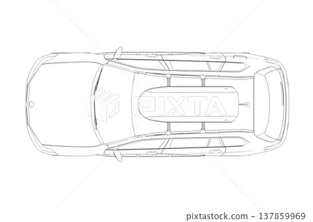 car outline drawing, sketch, contour image 137859969