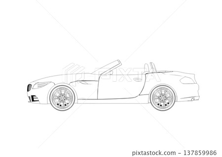 car outline drawing, sketch, contour image 137859986