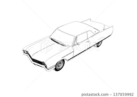 car outline drawing, sketch, contour image 137859992