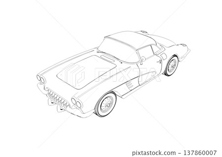 car outline drawing, sketch, contour image 137860007