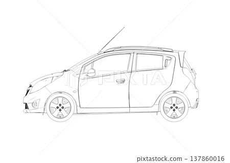 car outline drawing, sketch, contour image car outline drawing, sketch, contour image 137860016