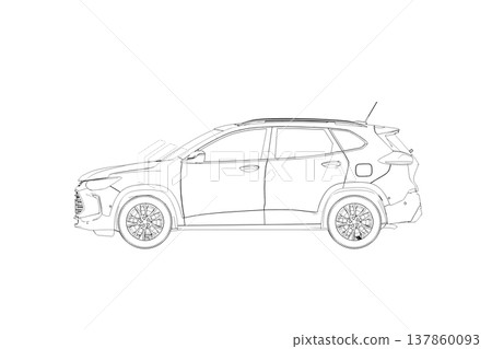 car outline drawing, sketch, contour image 137860093
