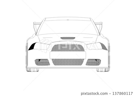 car outline drawing, sketch, contour image 137860117