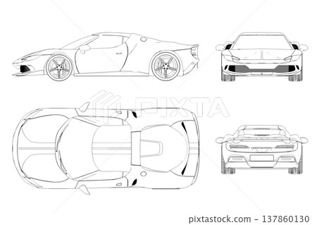 car outline drawing, sketch, contour image car outline drawing, sketch, contour image 137860130