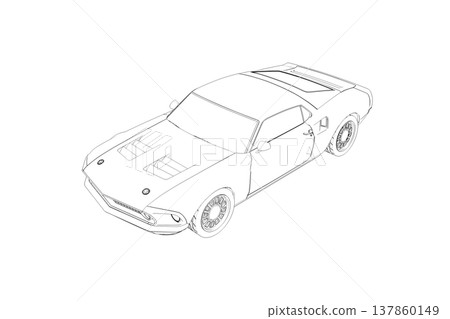 car outline drawing, sketch, contour image 137860149