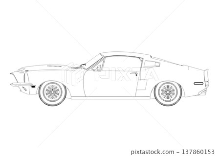car outline drawing, sketch, contour image car outline drawing, sketch, contour image 137860153