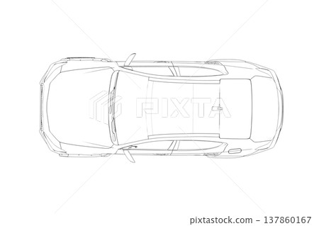 car outline drawing, sketch, contour image 137860167
