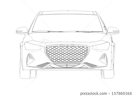 car outline drawing, sketch, contour image 137860168