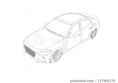 car outline drawing, sketch, contour image car outline drawing, sketch, contour image 137860170