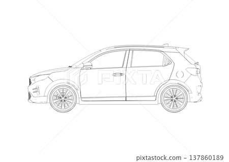 car outline drawing, sketch, contour image car outline drawing, sketch, contour image 137860189