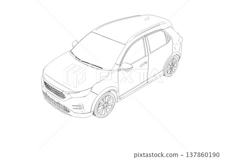 car outline drawing, sketch, contour image car outline drawing, sketch, contour image 137860190