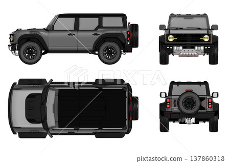 car isolated on transparent background, 3d illustration, cg render 137860318