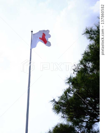 Japanese flag at Kochi Castle 137860582