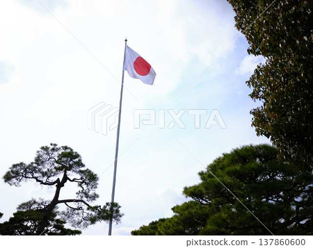 Japanese flag at Kochi Castle 137860600