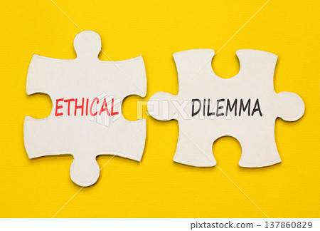 Ethical dilemma words symbol. Concept words Ethical dilemma on beautiful white puzzles. Beautiful yellow background. Business and Ethical dilemma words concept. Copy space. Ethical dilemma words symbol. Concept words Ethical dilemma on beautiful white puzzles. Beautiful yellow background. Business and Ethical dilemma words concept. Copy space. 137860829