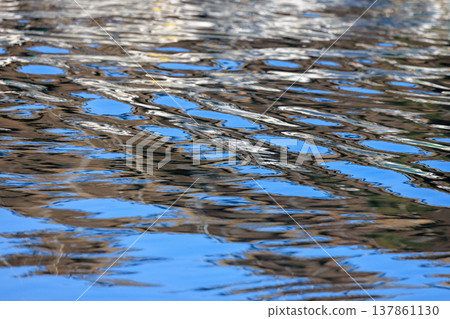 水面上的漣漪和光線的反射(背景素材) 水面上的漣漪和光線的反射(背景素材) 137861130