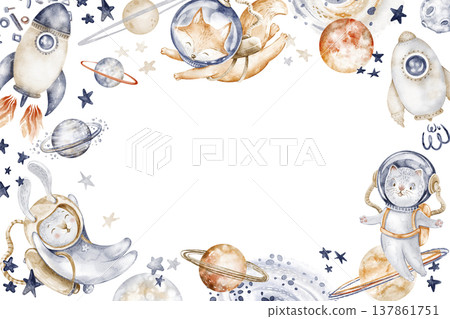 Space Frame Template Watercolor Hand Painted Space Frame Template Watercolor Hand Painted 137861751